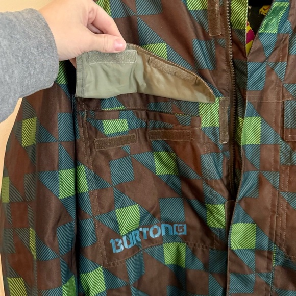 Burton DryRide Snowboarding Jacket Men's Size S Brown Green Check Polyester - Picture 5 of 13